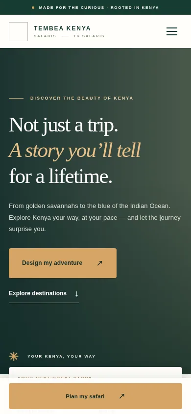 TK Safaris mobile preview